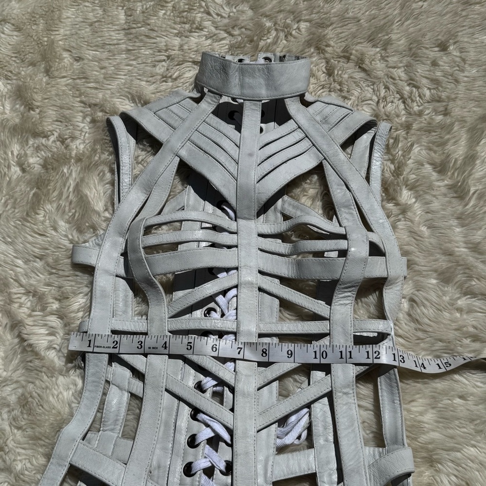 Ritual Fashion White Leather Cage Harness Dress - Size XS - Picture 7 of 8
